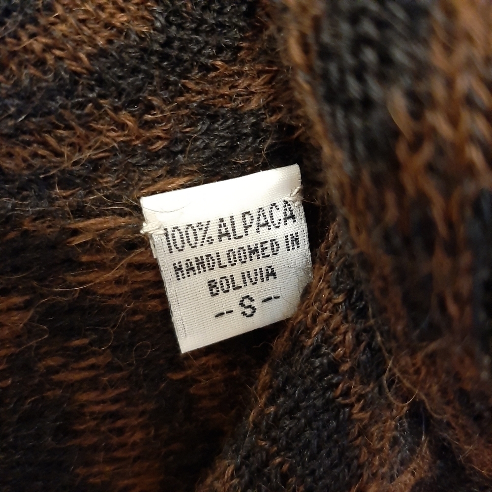 Millma Bolivia Alpaca Cardigan Sweater Faux Fur Mobwife Old Money Small Brown - Picture 7 of 8